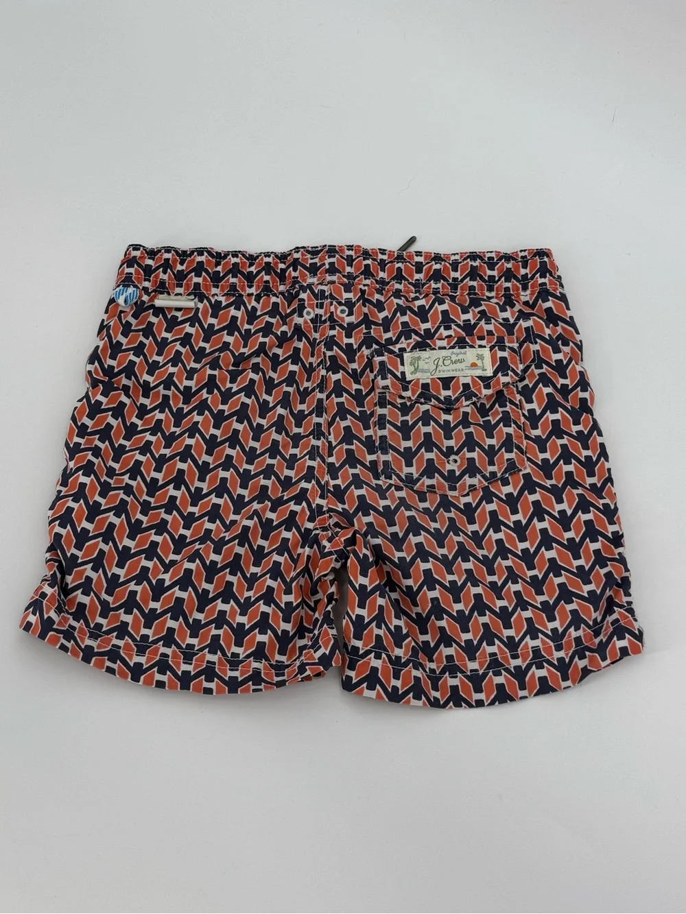 Crewcuts Boys Geo Print Swim Trunks | Navy / Orange / White | Size 3